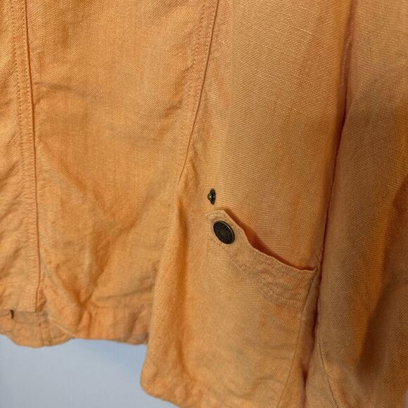 J Jill Womens Utility Jacket 100% Linen Peach Large‎ Button Front Coastal - Picture 10 of 10